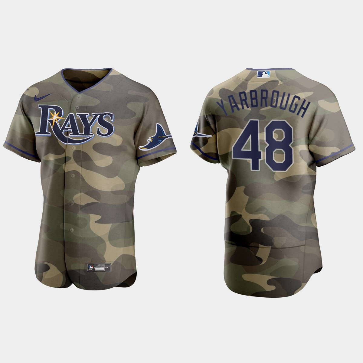 Tampa Bay Rays #48 Ryan Yarbrough Men's Nike 2021 Armed Forces Day Authentic MLB Jersey -Camo Tampa Bay Rays #48 Ryan Yarbrough Men's Nike 2021 Armed Forces Day Authentic MLB Jersey -Camo