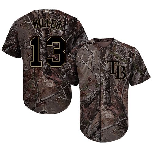 Rays #13 Brad Miller Camo Realtree Collection Cool Base Stitched Baseball Jersey