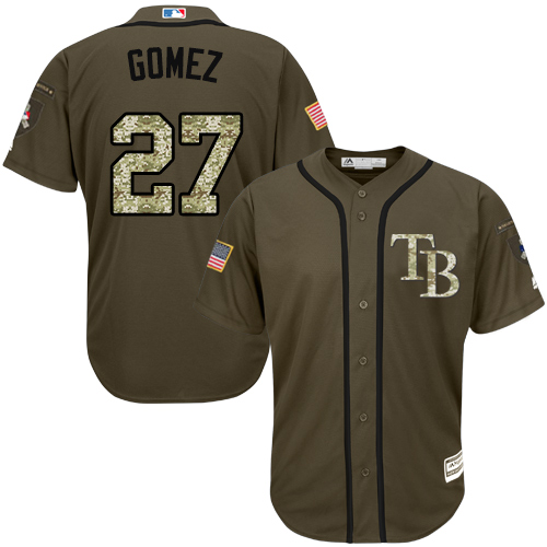 Rays #27 Carlos Gomez Green Salute to Service Stitched Baseball Jersey