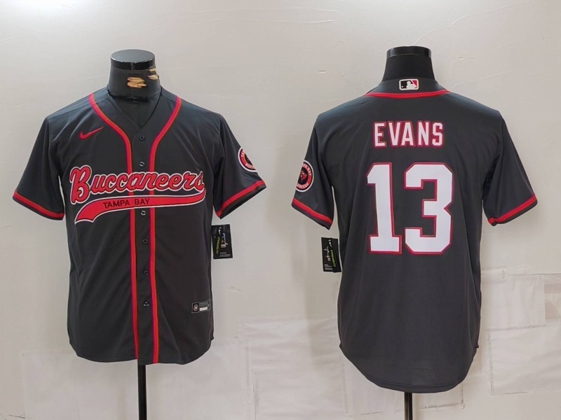 Men's Tampa Bay Buccaneers #13 Mike Evans Grey Cool Base Stitched Baseball Jersey Men's Tampa Bay Buccaneers #13 Mike Evans Grey Cool Base Stitched Baseball Jersey