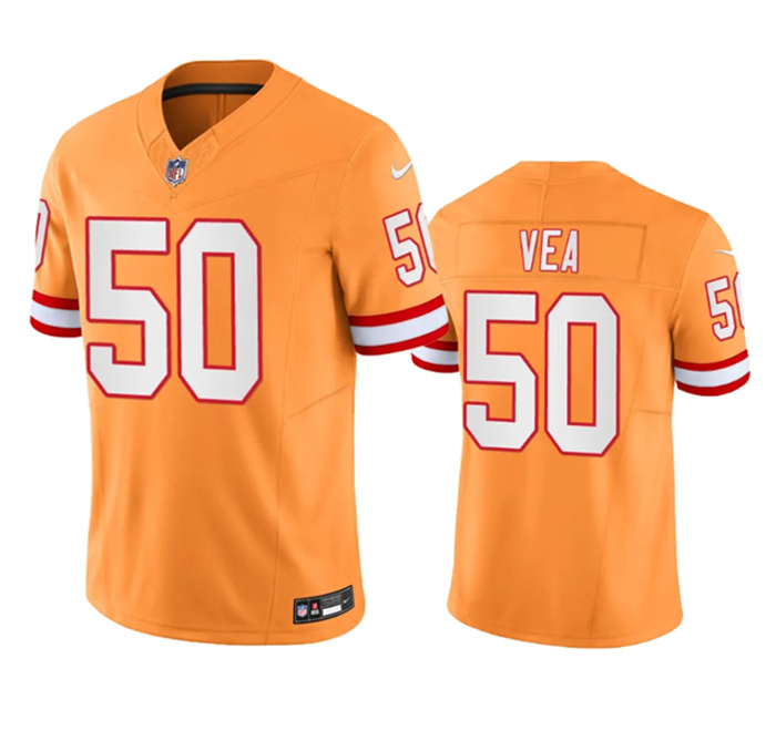 Men's Tampa Bay Buccaneers #50 Vita Vea Orange Throwback Limited Stitched Jersey Men's Tampa Bay Buccaneers #50 Vita Vea Orange Throwback Limited Stitched Jersey