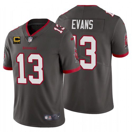 Men's Tampa Bay Buccaneers #13 Mike Evans 2022 Grey With 4-Star C Patch Vapor Untouchable Limited Stitched Jersey Men's Tampa Bay Buccaneers #13 Mike Evans 2022 Grey With 4-Star C Patch Vapor Untouchable Limited Stitched Jersey