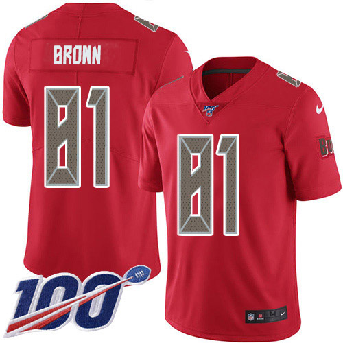 Nike Buccaneers #81 Antonio Brown Red Men's Stitched NFL Limited Rush 100th Season Jersey Nike Buccaneers #81 Antonio Brown Red Men's Stitched NFL Limited Rush 100th Season Jersey