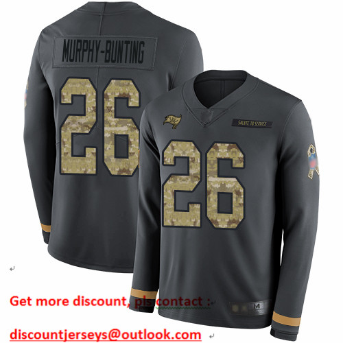 Buccaneers #26 Sean Murphy-Bunting Anthracite Salute to Service Men's Stitched Football Limited Therma Long Sleeve Jersey