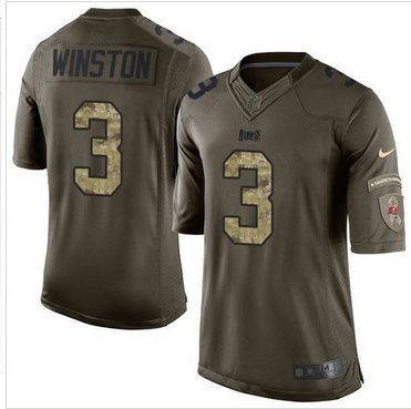 Nike Tampa Bay Buccaneers #3 Jameis Winston Green Men's Stitched NFL Limited Salute to Service Jersey Nike Tampa Bay Buccaneers #3 Jameis Winston Green Men's Stitched NFL Limited Salute to Service Jersey
