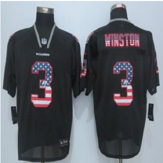 New Tampa Bay Buccaneers #3 Jameis Winston Black Men's Stitched NFL Elite USA Flag Fashion jerseys New Tampa Bay Buccaneers #3 Jameis Winston Black Men's Stitched NFL Elite USA Flag Fashion jerseys