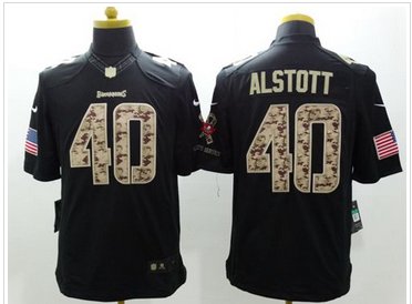 New Tampa Bay Buccaneers #40 Mike Alstott Black Men's Stitched NFL Limited Salute to Service Jersey