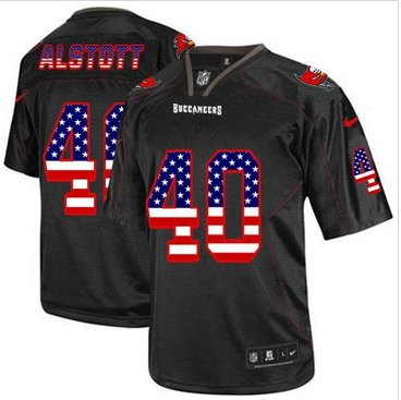 NEW Tampa Bay Buccaneers #40 Mike Alstott Black NFL Elite USA Flag Fashion Jersey