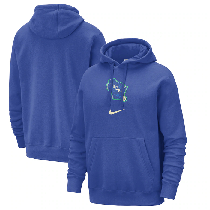 Men's Milwaukee Bucks Royal 2023 24 City Edition Essential Club Pullover Hoodie