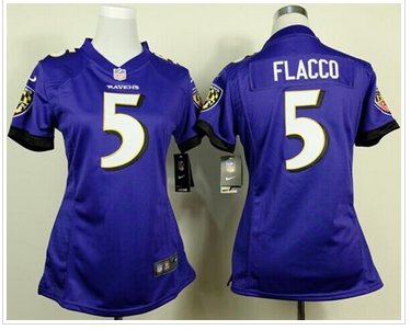 New Ravens #5 Joe Flacco Purple Team Color Women's Stitched NFL New Elite Jersey