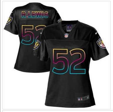 Women's NFL New Ravens #52 Ray Lewis Black Fashion Game Jersey