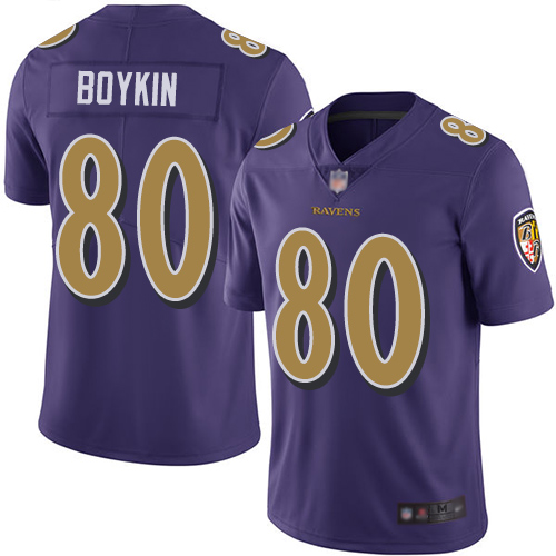 Ravens #80 Miles Boykin Purple Youth Stitched Football Limited Rush Jersey Ravens #80 Miles Boykin Purple Youth Stitched Football Limited Rush Jersey