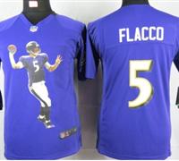Nike youth Baltimore Ravens #5 Flacco Purple Portrait Fashion Game Jerseys