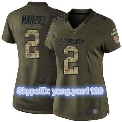 Nike Browns #2 Johnny Manziel Green Women's Stitched NFL Limited Salute to Service Jersey