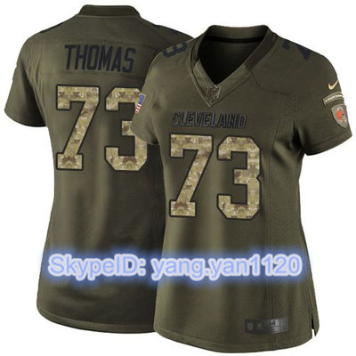 Nike Browns #73 Joe Thomas Green Women's Stitched NFL Limited Salute to Service Jersey