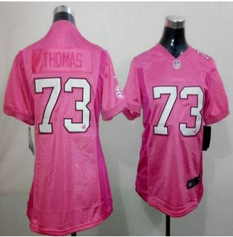 Women New Browns #73 Joe Thomas Pink Be Luv'd Stitched NFL New Elite Jersey