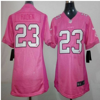 Women New Browns #23 Joe Haden Pink Be Luv'd Stitched NFL New Elite Jersey