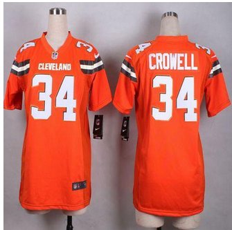 Women New Browns #34 Isaiah Crowell Orange Alternate Stitched NFL New Elite jersey