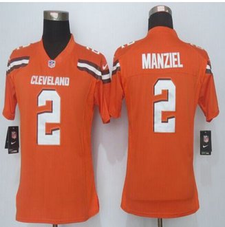 Women New Browns #2 Johnny Manziel Orange Alternate Stitched NFL Limited jersey