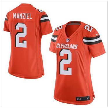 Women New Browns #2 Johnny Manziel Orange Alternate Stitched NFL New Elite jersey