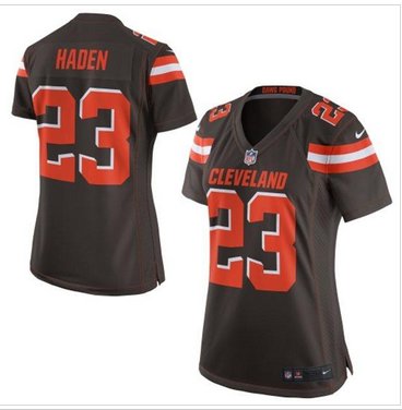 Women New Browns #23 Joe Haden Brown Team Color Stitched NFL New Elite Jersey