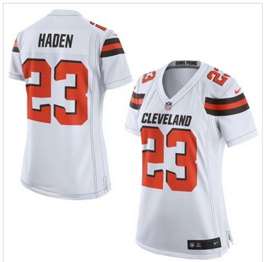 Women New Cleveland Browns #23 Joe Haden White Stitched NFL New Elite Jersey