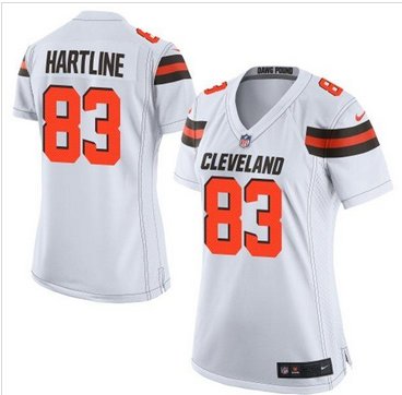 Women New Browns #83 Brian Hartline White Stitched NFL New Elite Jersey