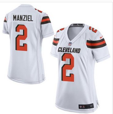 Women New Browns #2 Johnny Manziel White Stitched NFL New Elite Jersey