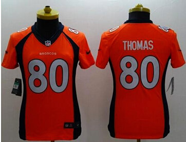 Women's NEW Broncos #80 Julius Thomas Orange Team Color NFL New Limited Jersey