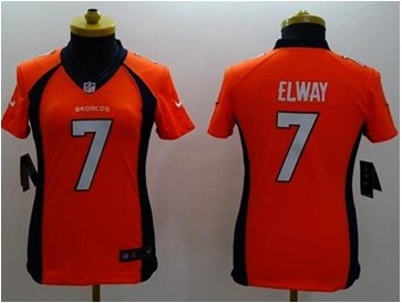 Women's NEW Broncos #7 John Elway Orange Team Color NFL New Limited Jersey