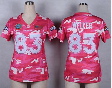 Women's NEW Broncos #83 Wes Welker Pink NFL Elite Camo Fashion Jersey