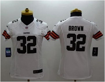 Women's NEW Browns #32 Jim Brown White NFL Limited Jersey