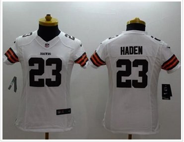 Women's NEW Browns #23 Joe Haden White NFL Limited Jersey