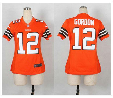 Women Cleveland Browns #12 Josh Gordon Orange Alternate NFL Elite Jersey