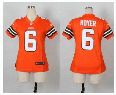 Women Cleveland Browns #6 Brian Hoyer Orange Alternate NFL Elite Jersey