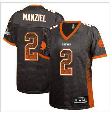Women NFL Cleveland Browns #2 Johnny Manziel Brown Team Color NFL Elite Drift Fashion Jersey