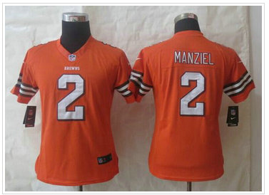 Women NFL Cleveland Browns #2 Johnny Manziel Orange NFL Jersey