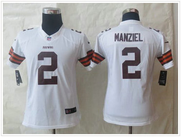 Women NFL Cleveland Browns #2 Johnny Manziel White NFL Jersey