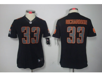 Women NEW Cleveland Browns #33 Trent Richardson Black Jerseys(Impact Limited)