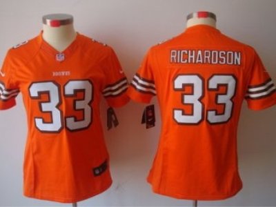 Women Cleveland Browns 33 Trent Richardson Orange Jerseys
