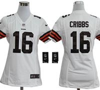 Women Nike Cleveland Browns 16 Joshua Cribbs White Jerseys