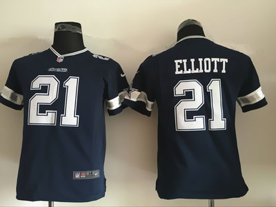 Nike Cowboys #21 Ezekiel Elliott Navy Blue Team Color youth Stitched NFL Elite Jersey