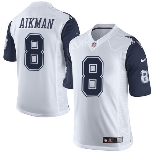 Nike Cowboys #8 Troy Aikman White Youth Stitched NFL Elite Rush Jersey