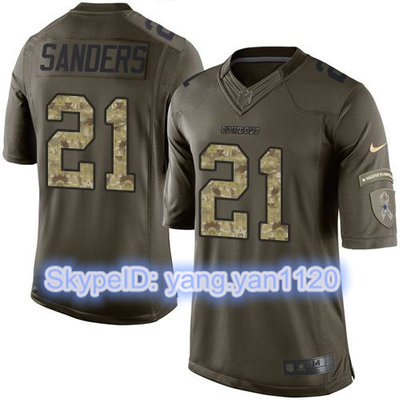 Nike Cowboys #21 Deion Sanders Green Color Youth Stitched NFL Limited Salute to Service Jersey