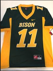 Mens NDSU Bison #11 Carson Wentz Green Football Jersey Custom Any Name And Number Embroidery Logos S-3XL