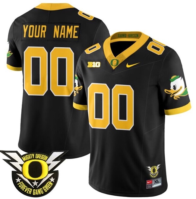 Men's Oregon Ducks Active Player Custom Black 2024 F.U.S.E. Forever Gang Green Stitched Football Jersey