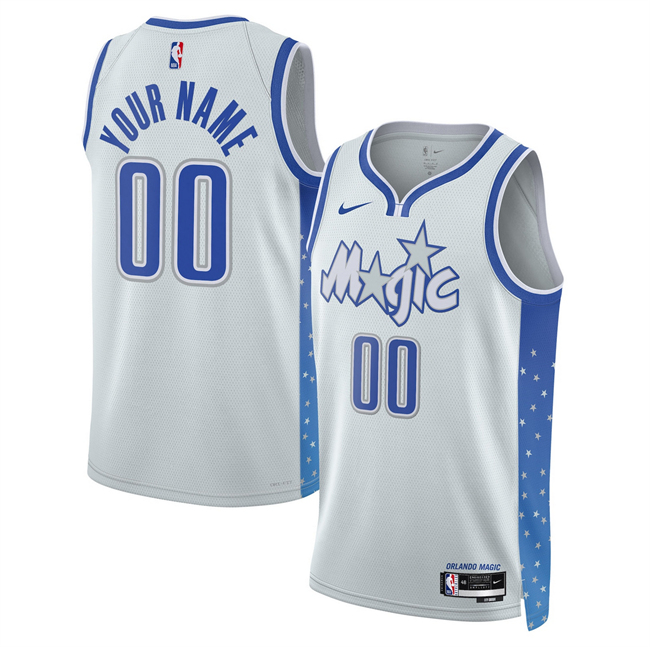 Men's Orlando Magic Active Player Custom Silver 2025 26 City Edition Stitched Basketball Jersey