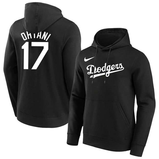 Los Angeles Dodgers #17 Shohei Ohtani Black Name & Number Pullover Hoodies Los Angeles Dodgers #17 Shohei Ohtani Black Name & Number Pullover Hoodies