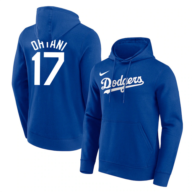 Los Angeles Dodgers #17 Shohei Ohtani Blue Name & Number Pullover Hoodie Los Angeles Dodgers #17 Shohei Ohtani Blue Name & Number Pullover Hoodie