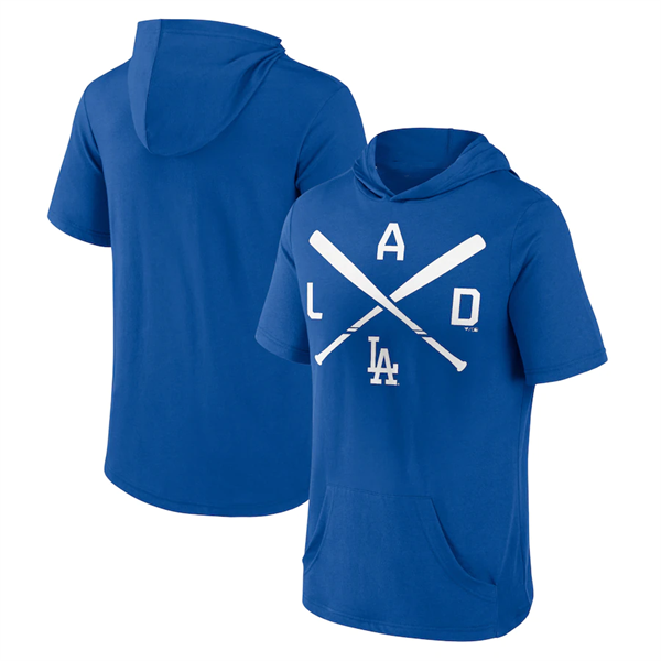 Men's Los Angeles Dodgers Blue Short Sleeve Pullover Hoodies Men's Los Angeles Dodgers Blue Short Sleeve Pullover Hoodies